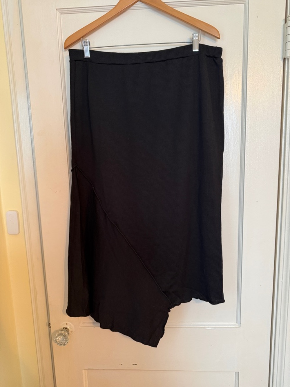 Asymmetric Black Midi Skirt